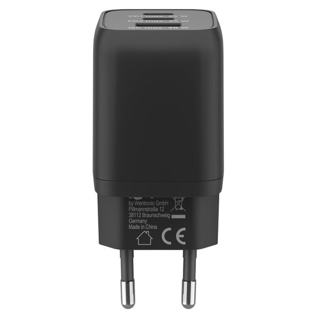 Goobay Nano Heimladegerät 65W 2x USB-C PD + 1x USB-A QC GaN Schwarz
