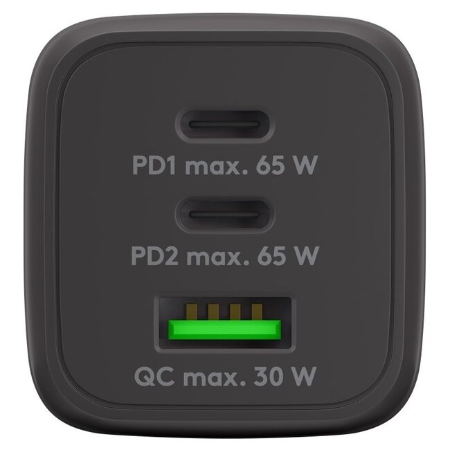 Goobay Nano Heimladegerät 65W 2x USB-C PD + 1x USB-A QC GaN Schwarz
