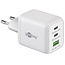 Goobay Nano Heimladegerät 65W mit 2x USB-C PD & 1x USB-A QC, Weiß, GaN