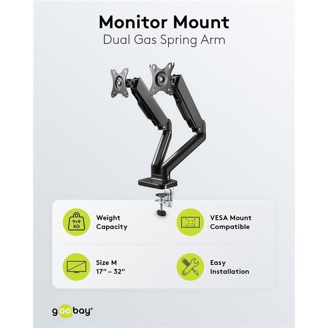 Goobay Schreibtischhalterung für 2 Monitore bis 32 Zoll | Interaktiv