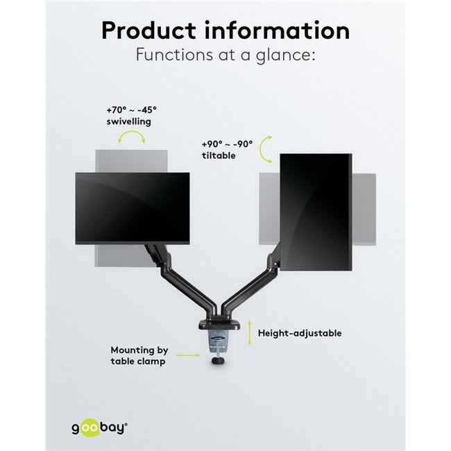 Goobay Schreibtischhalterung für 2 Monitore bis 32 Zoll | Interaktiv