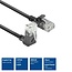 UTP CAT6a Slimline Netzwerkkabel | Winkelstecker (oben) / Gerade | LSZH | Schwarz | 1,5 m