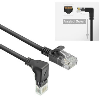 ACT UTP CAT6a Slimline Netzwerkkabel | Winkelstecker unten / gerade | LSZH | Schwarz | 3 Meter