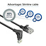 UTP CAT6a Slimline Netzwerkkabel | Winkelstecker unten / gerade | LSZH | Schwarz | 3 Meter