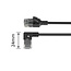 UTP CAT6a Slimline Netzwerkkabel | Winkel-/Gerade Stecker | LSZH | Schwarz | 0,25 m