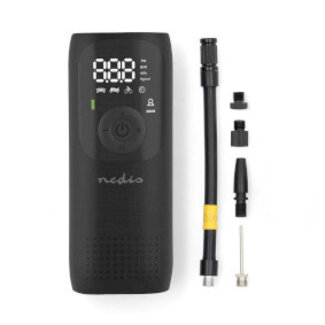 Nedis Wiederaufladbarer Luftkompressor | 0,1 - 10,3 Bar | Dunlop-Ventil | Modi: Auto/Motorrad/Fahrrad/Ball | Mit Manometer