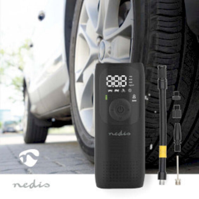 Wiederaufladbarer Luftkompressor | 0,1 - 10,3 Bar | Dunlop-Ventil | Modi: Auto/Motorrad/Fahrrad/Ball | Mit Manometer