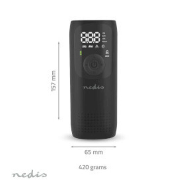 Wiederaufladbarer Luftkompressor | 0,1 - 10,3 Bar | Dunlop-Ventil | Modi: Auto/Motorrad/Fahrrad/Ball | Mit Manometer