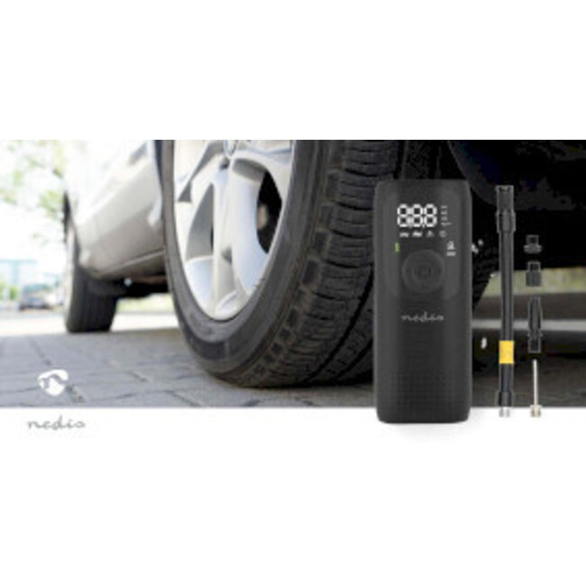 Wiederaufladbarer Luftkompressor | 0,1 - 10,3 Bar | Dunlop-Ventil | Modi: Auto/Motorrad/Fahrrad/Ball | Mit Manometer