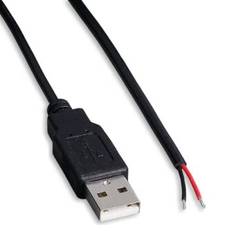 Universal USB-A Stecker - offene Stromkabel | Schwarz | 0,30 m