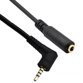 Universal 2,5mm Klinkenstecker (winklig) auf 3,5mm Klinkenbuchse Adapter | 4-polig | 0,20 m