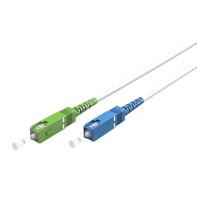 SC/UPC - SC/APC Simplex FTTH Kabel | OS2 | Weiß | LSZH | 15 Meter