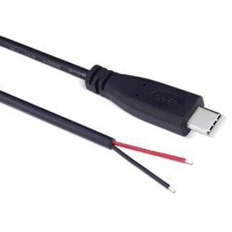 Universal USB-C (m) - offenes Ende Stromkabel | schwarz | 2 Meter
