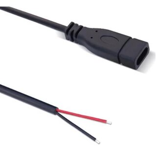 Universal USB-C (m) - offene Stromkabel | Schwarz | 1 Meter