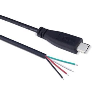 Universal USB-C Stecker - offene Leitung | USB 2.0 | Schwarz | 0,30 m