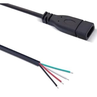 Universal USB-C (m) - offene Kabelenden | USB 2.0 | Schwarz | 0,30 m