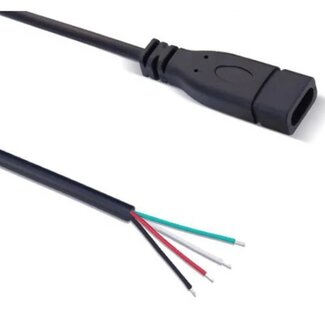 Universal USB-C (m) - offene Kabelenden | USB 2.0 | Schwarz | 2 Meter