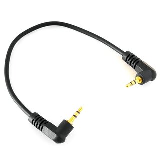 Universal 2,5mm Stereo-Klinkenkabel | Rechtwinklig | Vergoldet | Schwarz | 0,20 m