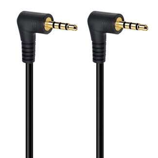 Universal 2,5mm Klinkenkabel | gewinkelt | 4-polig | vergoldet | schwarz | 0,30 m
