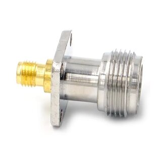 Universal N (m) - SMA (m) Einbaubuchse Adapter | 17,5 x 17,5 mm | 50 Ohm