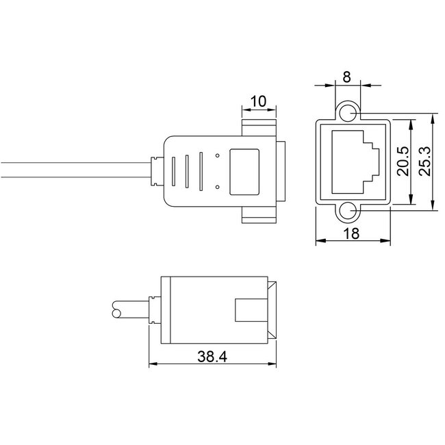 SFTP CAT6 Netzwerkkabel Verlängerung | Einbau-Stecker | Schwarz | 3 Meter