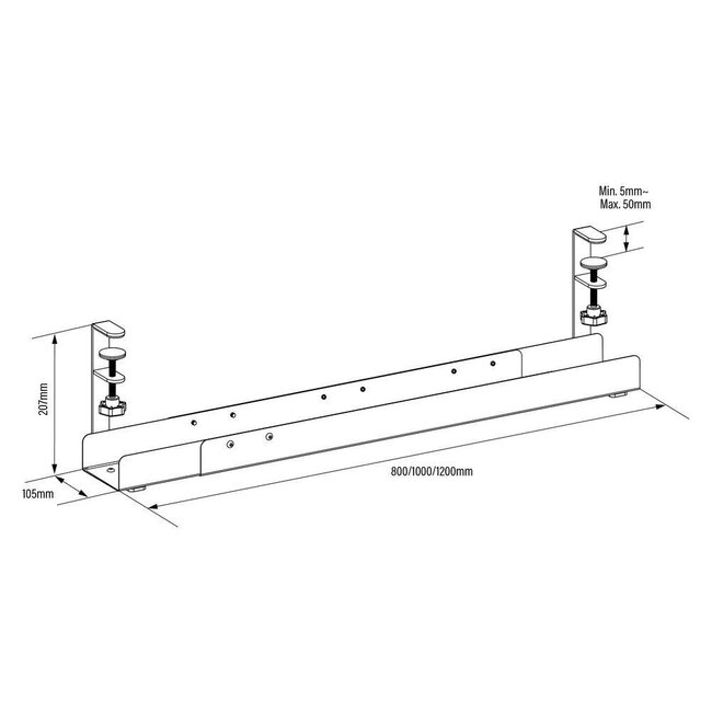 ACT Kabelkanal verstellbar für unter den Schreibtisch (80-120 cm)