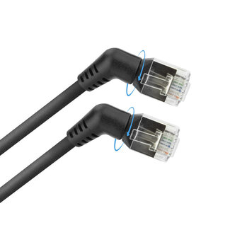 MaxTrack UFTP CAT6a Slimline Netzwerkkabel | 360° drehbar | Schwarz | 2 Meter