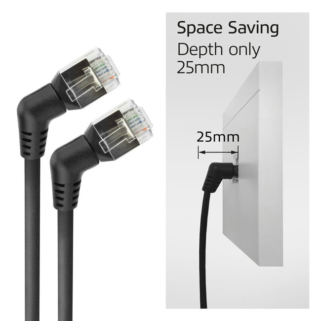 UFTP CAT6a Slimline Netzwerkkabel | 360° drehbar | Schwarz | 2 Meter