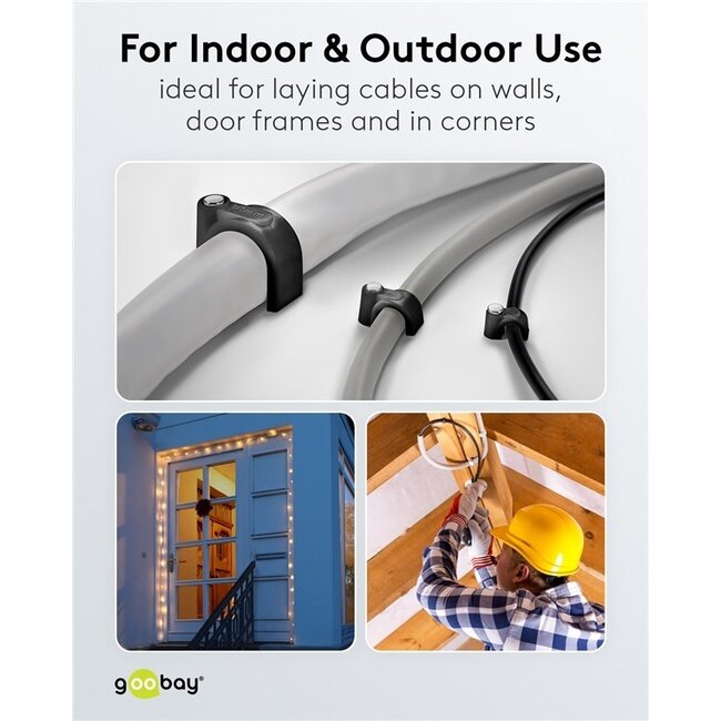 Goobay Kabelschellen mit Nagel | max. 4mm | 100 Stück | Schwarz