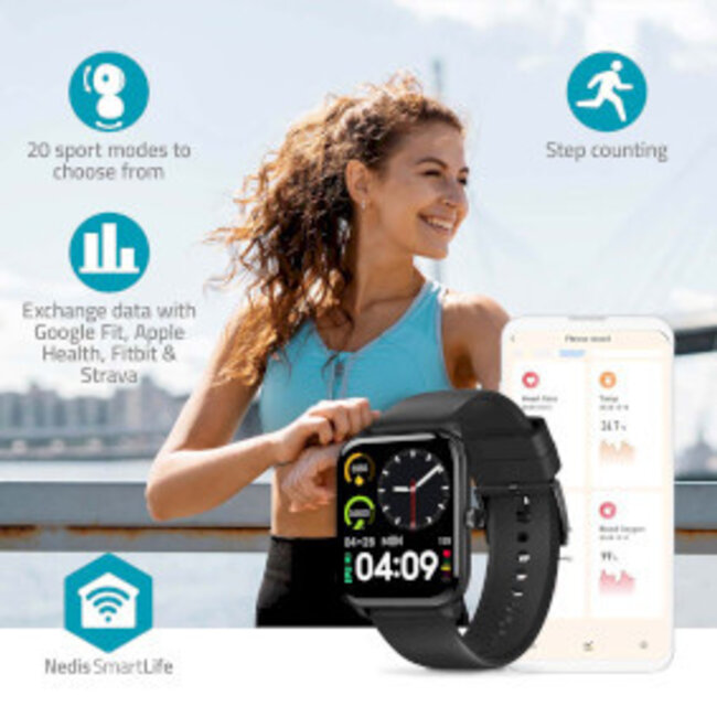 SmartLife Uhr | LCD | IP68 | 14400 Min. Akkulaufzeit | Android™ / iOS | Schwarz