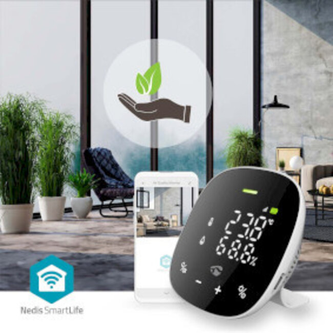 SmartLife Luftqualitätsmonitor | Wi-Fi | Display | CO2 / Temperatur / Luftfeuchtigkeit | Android™ / iOS | Weiß / Schwarz