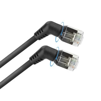 ACT UFTP CAT6a Slimline Netzwerkkabel | 360° drehbar | Schwarz | 7 Meter