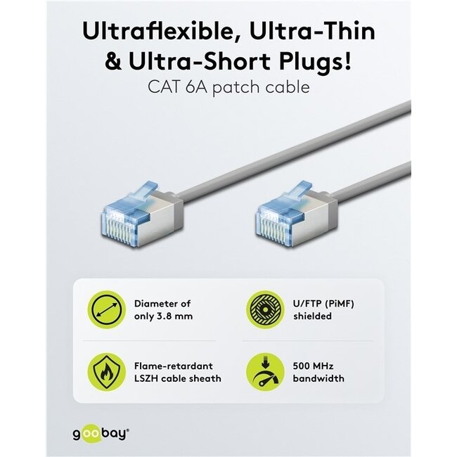 UFTP CAT6a Slimline Netzwerkkabel | LSZH | Grau | 15 Meter