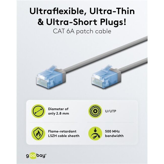 UTP CAT6a Slimline Netzwerkkabel | LSZH | Grau | 15 Meter