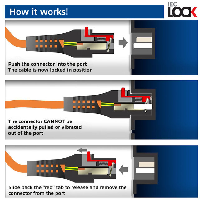 Dual IEC Lock C19-C20 Stromkabel für UPS/PDU | 3x 1,50mm² | Rot | 1 Meter