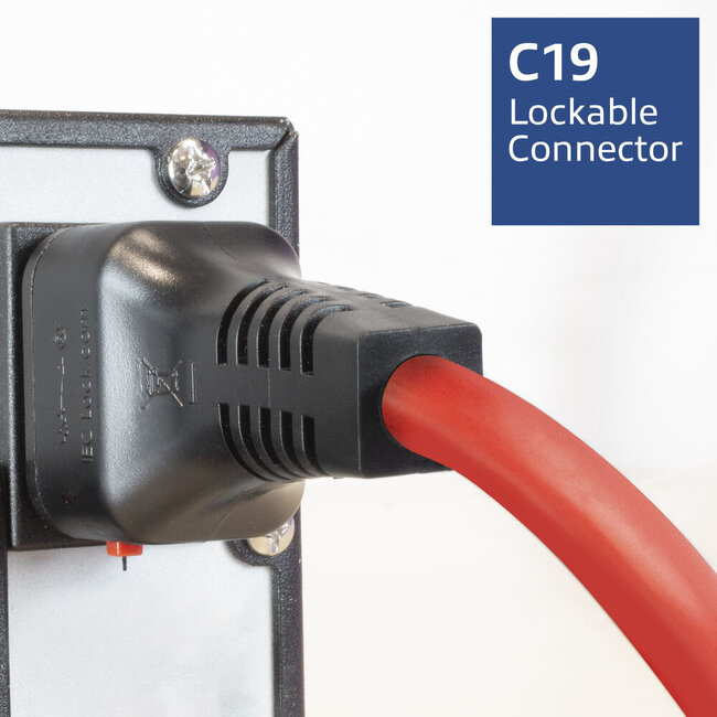 Duale IEC Lock C19-C20 Stromkabel für UPS/PDU | 3x1,5mm² | Rot | 3 Meter