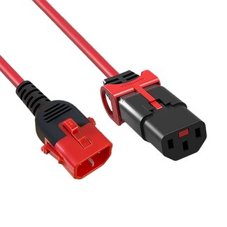 ACT Duale IEC Lock C13-C14 Stromkabel für UPS/PDU | 3x 1,00mm² | Rot | 1,5 m