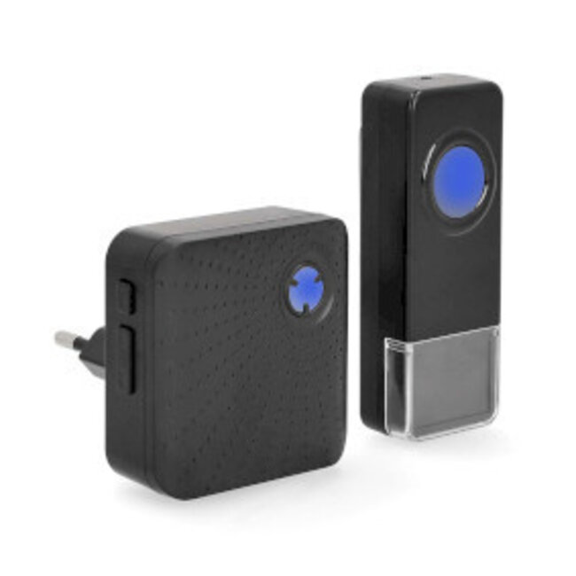 Kabellose Türklingel Set | Netzbetrieb 100-240V AC | 110 dB | 150 m Reichweite | IP55 | 58 Melodien | 1 Empfänger | Schwarz