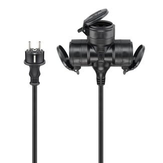 Goobay CEE 7/7 auf 3x CEE 7/3 Outdoor Verlängerungskabel | IP44 | 3x 1,5mm² | 25 Meter