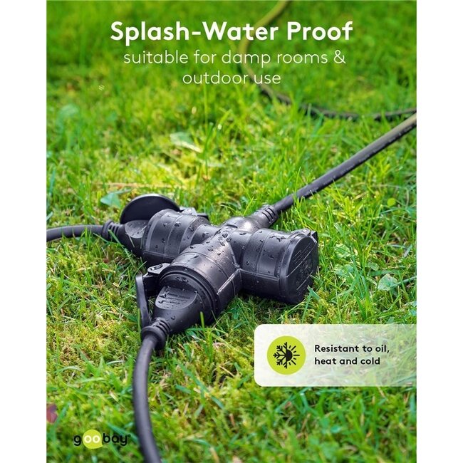 CEE 7/7 auf 3x CEE 7/3 Outdoor Verlängerungskabel | IP44 | 3x 1,5mm² | 25 Meter