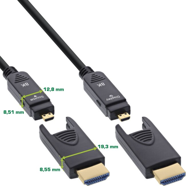 HDMI Aktives Optisches Kabel (AOC) | Micro HDMI/HDMI | HDMI 2.1 (8K 60Hz + HDR) | 30 Meter