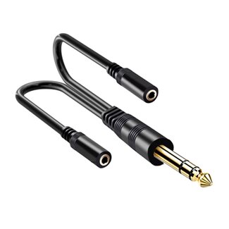 Universal 6,35mm Klinke (m) auf 2x 3,5mm Klinke (w) Stereo Splitter, vergoldet, 0,30 m