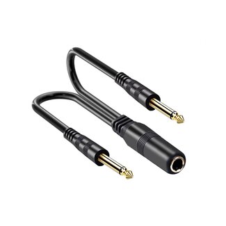 Universal 6,35mm Stereo-Klinke (w) auf 2x 6,35mm Mono-Klinke (m) Adapter | vergoldet | 0,30 m