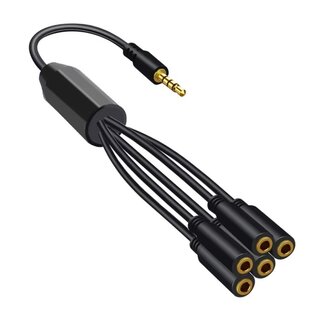 Universal 3,5mm Klinke auf 5x 3,5mm Klinke Verteiler | 4-polig | vergoldet | 0,30 m