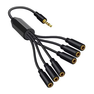 Universal 3,5mm Klinke auf 6x 3,5mm Klinke Verteiler | 4-polig | vergoldet | 0,30 m