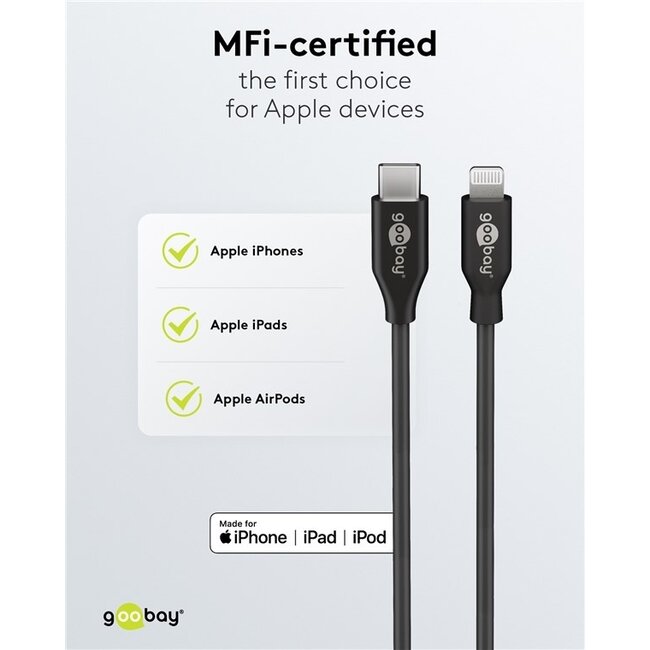 Goobay Auto-Ladegerät 27W mit 1x USB-A QC & 1x USB-C PD + Lightning-Kabel