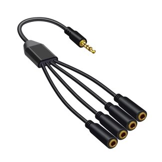 Universal 3,5mm Klinke auf 4x 3,5mm Klinke Verteiler | 4-polig | vergoldet | 0,30 m