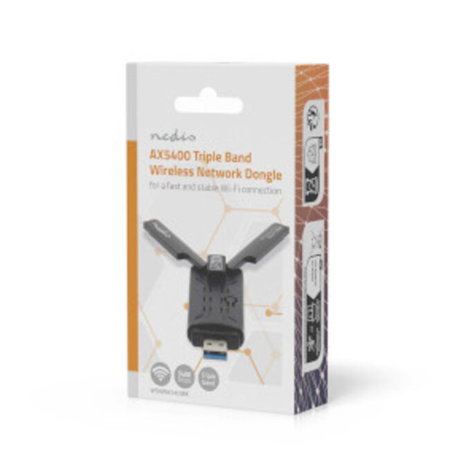 Netzwerk-Dongle | Wi-Fi AX5400 | 2,4/5/6 GHz Triple-Band | USB 3.0 | 5400 Mbps | Windows 10/11