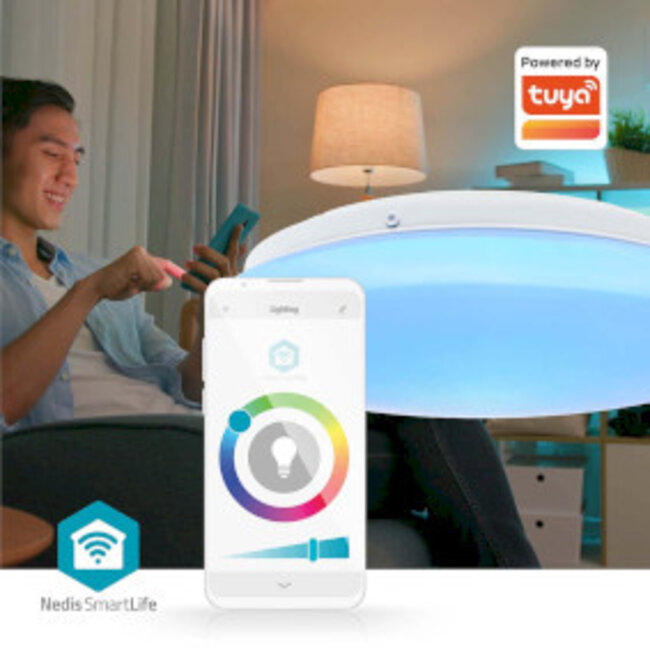 SmartLife Deckenleuchte | Wi-Fi | RGB / Warm- bis Kaltweiß | Rund | Ø 260 mm | 1820 lm | 2700 - 6500 K | IP44 | Energieklasse F | Android™ / iOS