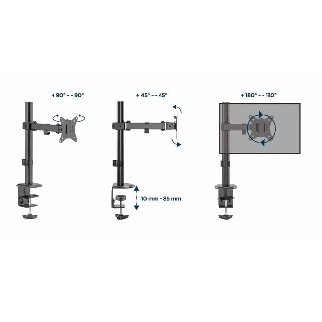 Gembird Monitorhalterung für 1 Monitor bis 32 Zoll | Full Motion | 2 Drehpunkte